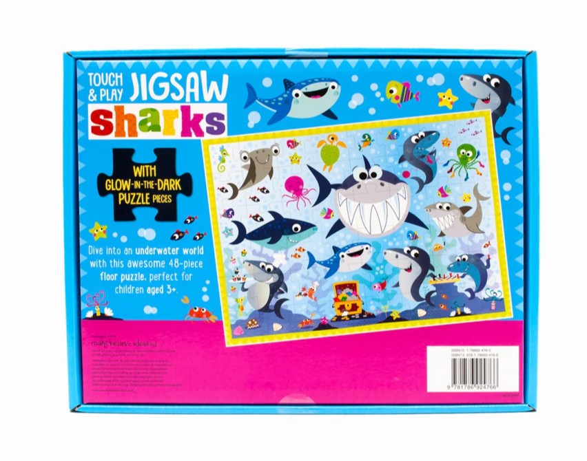 אל תיגעו בכריש - ספר ופאזל 48 חלקים Make Believe Ideas - דוארט | DoArt