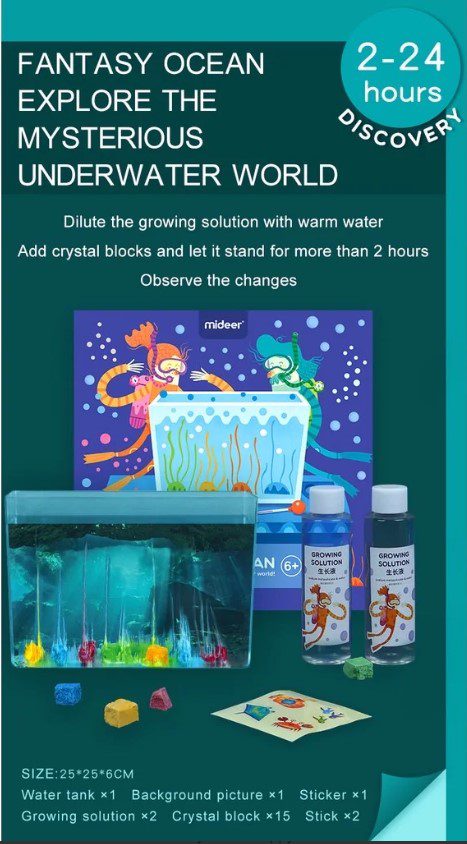 ערכת מדע: פנטזיה של אוקיינוס - גידול קריסטלים Mideer - דוארט | DoArt
