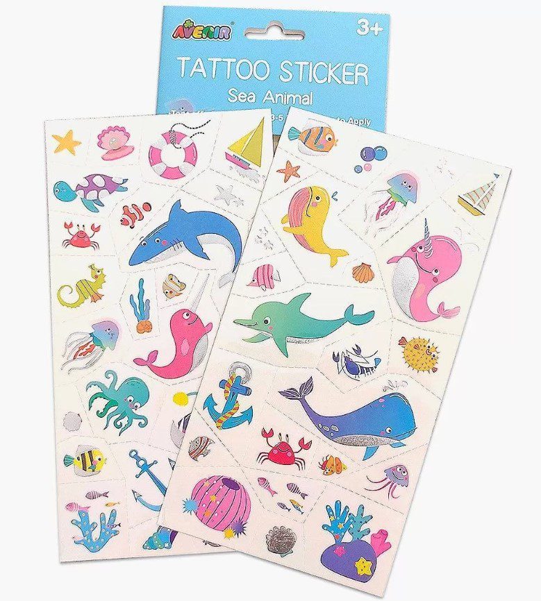 קעקועי גוף מנצנצים 52 יח' - חיות ים TS218146 AVENIR - דוארט | DoArt