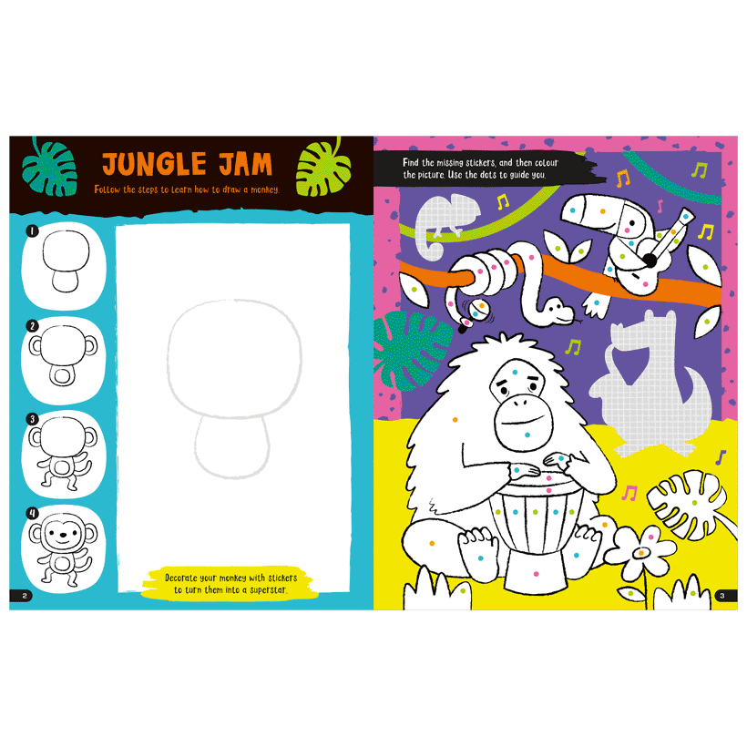 חוברת פעילות עיצוב מדבקות ניאון חיות - Make Believe Ideas - דוארט | DoArt