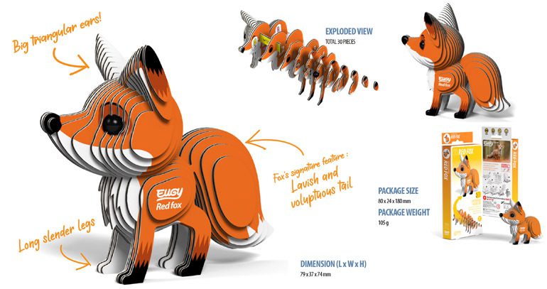 ערכת יוגי הרכבה 3D - שועל אדום 072 - דוארט | DoArt