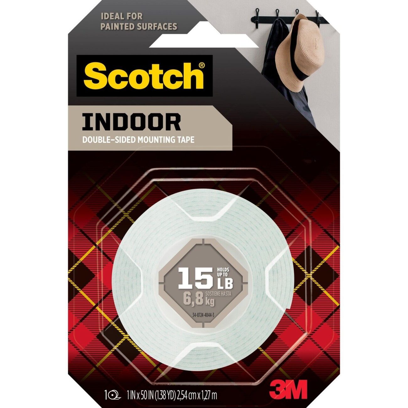 דבק דו צדדי ספוגי לבן INDOOR רחב SCOTCH 3M (114S)