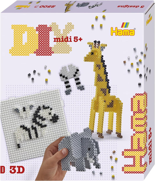 חרוזי גיהוץ ערכת Midi תלת מימד - חיות ספארי HAMA - דוארט | DoArt