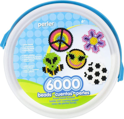 דלי חרוזי גיהוץ + 5 לוחות - יומיומי 6000 חרוזים PERLER