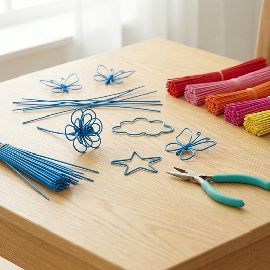 מארז 100 חוטי מתכת צבעוני - כחול - דוארט | DoArt