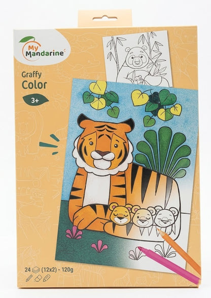 חוברת צביעה לילדים - חיות בר וגורים Avenue Mandarine - דוארט | DoArt