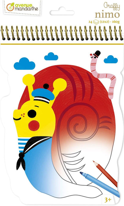 חוברת צביעה גראפי נימו - חילזון Avenue Mandarine - דוארט | DoArt