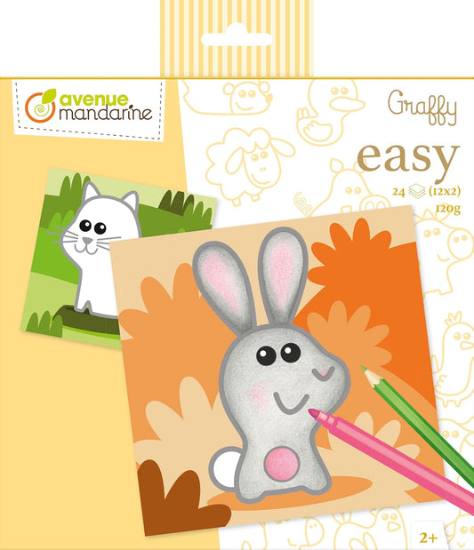 חוברת צביעה לילדים - חיות חווה Avenue Mandarine - דוארט | DoArt