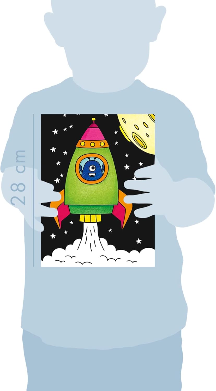 חוברת צביעה לילדים רקע שחור - חלל Avenue Mandarine - דוארט | DoArt