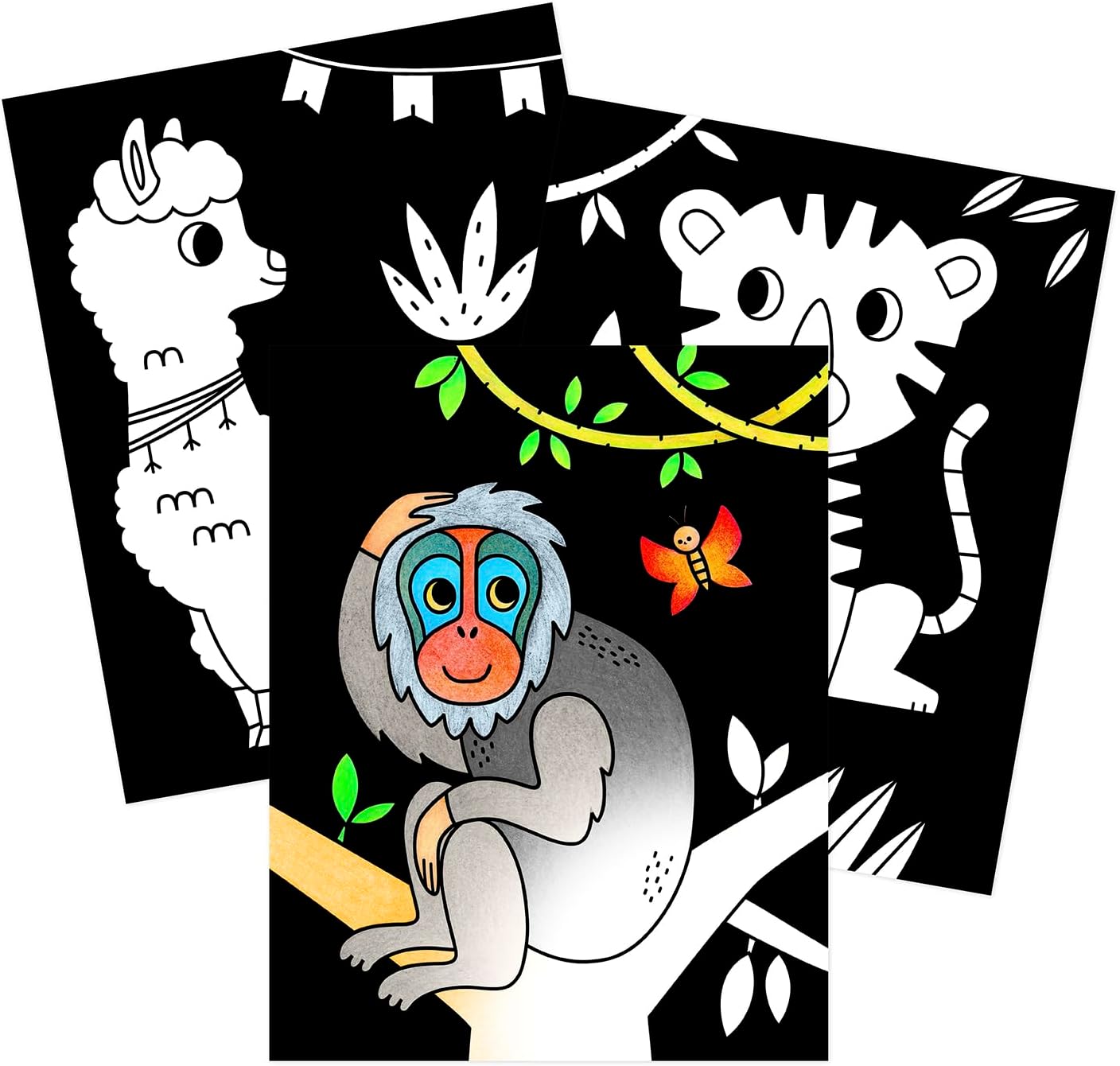 חוברת צביעה לילדים רקע שחור - חיות עולםAvenue Mandarine - דוארט | DoArt