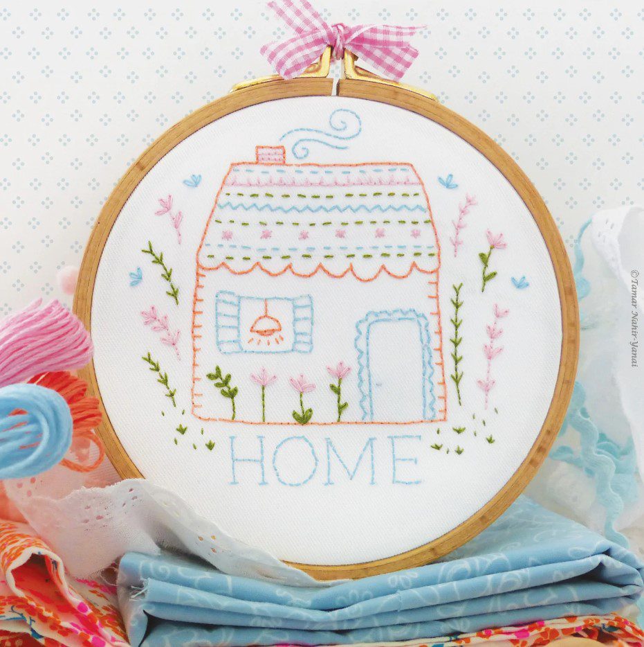 ריקמה בחישוק 21X21 סמ - SWEET HOME תמר נהיר