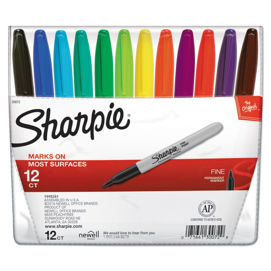 טושי SHARPIE FINE POINT- סט 12 יח''