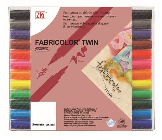 סט 12 טושי בד דו צדדי ZIG FABRICOLOR