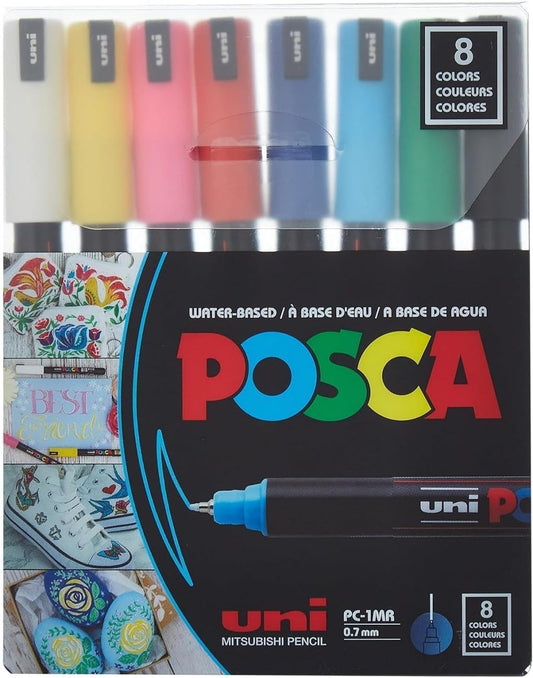 סט 8 טושי פוסקה צבעים בסיסיים - POSCA 1MR