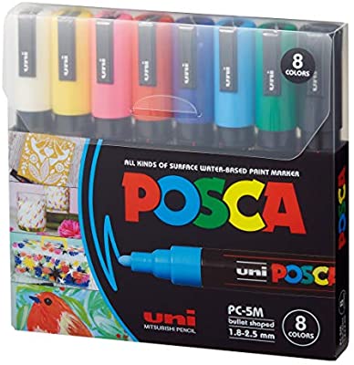 סט 8 טושי פוסקה צבעים בסיסיים - POSCA 5M