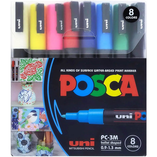 סט 8 טושי פוסקה צבעים בסיסיים - POSCA 3M