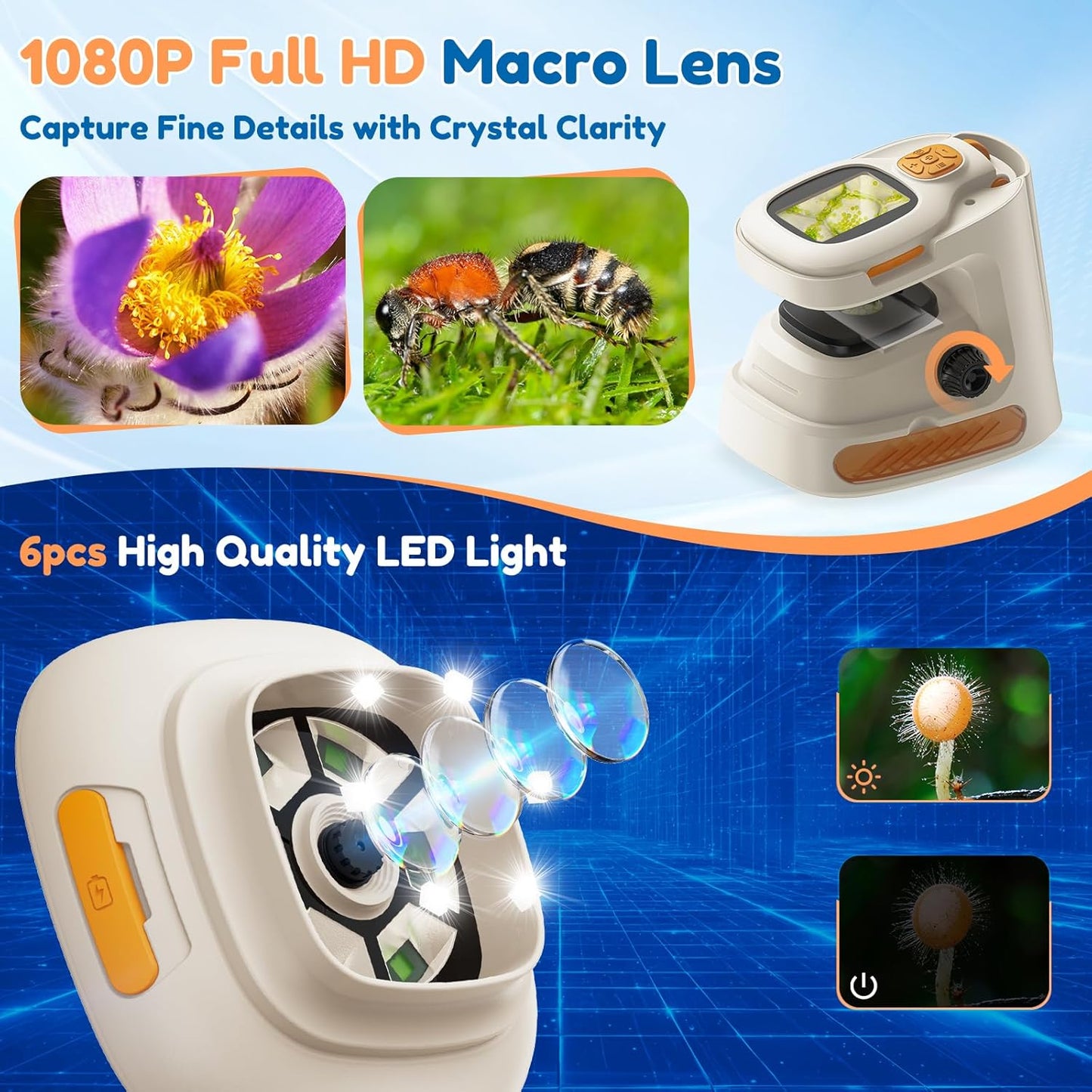 מיקרוסקופ אלקטרוני נייד 2 ב-1 עם מסך - For Think Road - דוארט | DoArt