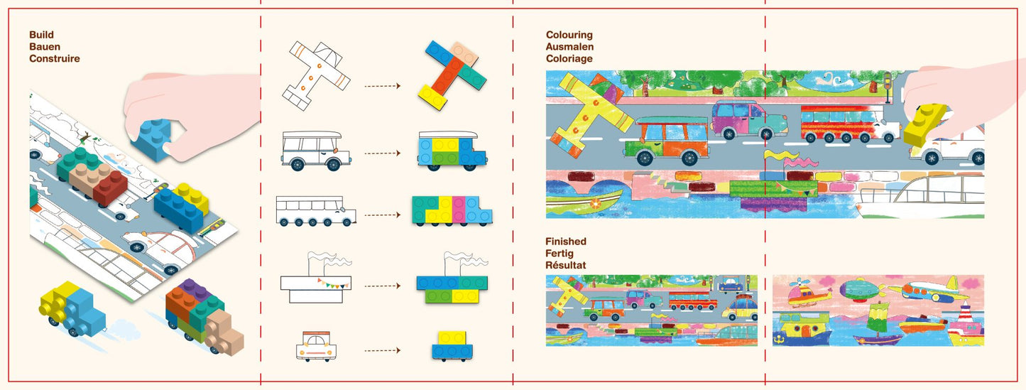 ערכת צבעי לגו ופוסטר לצביעה - תחבורה AVENIR