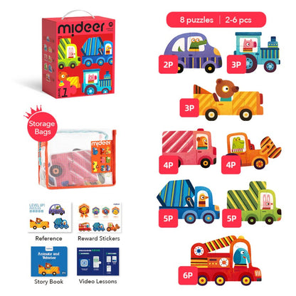 מארז פאזלים: LEVEL UP 1 מכוניות MIDEER - דוארט | DoArt