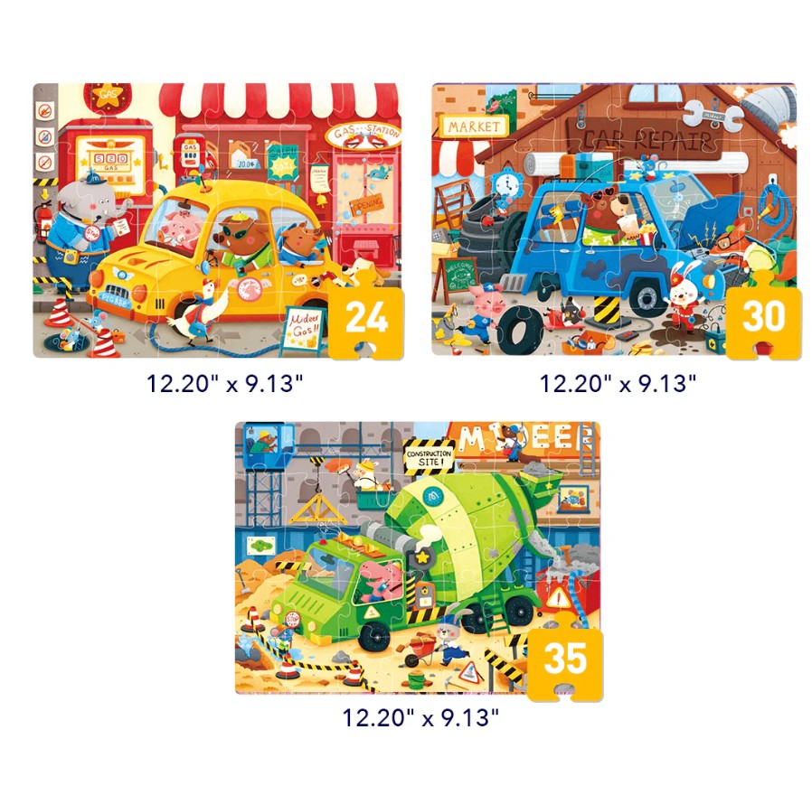 מארז פאזלים: LEVEL UP 3 תחבורה עירונית MIDEER - דוארט | DoArt