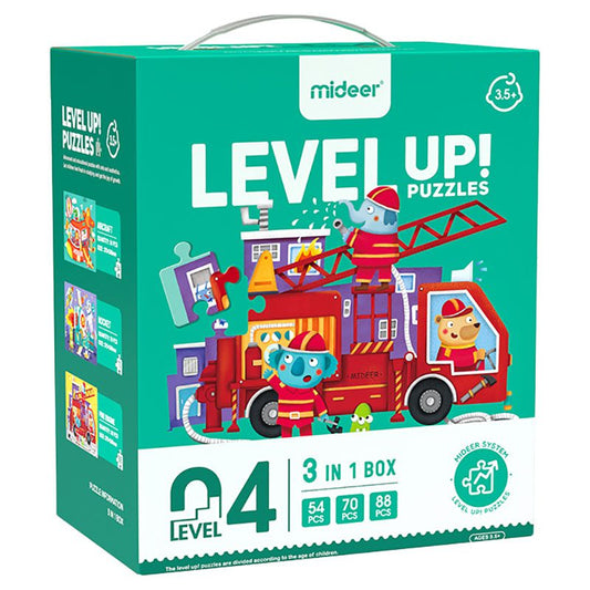 מארז פאזלים: LEVEL UP 4 תחבורה MIDEER