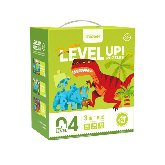 מארז פאזלים: LEVEL UP 4 דינו MIDEER