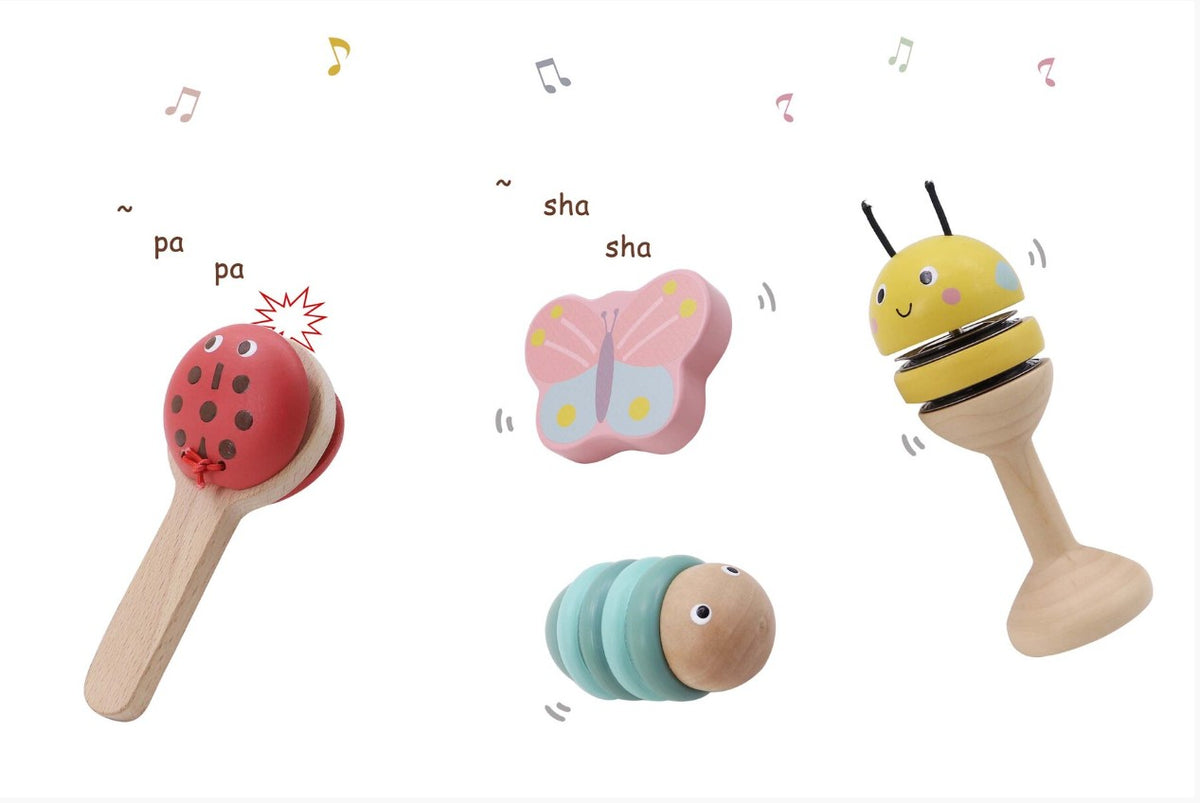 ערכת 4 כלי נגינה מעץ – חרקי אביב - Linda Toys - דוארט | DoArt