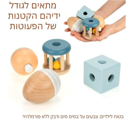 מארז 4 צעצועי עץ מוזיקליים לתינוק - Linda Toys - דוארט | DoArt