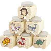 קופסת שיני חלב מעץ בעיטורי חיות - Linda Toys - דוארט | DoArt