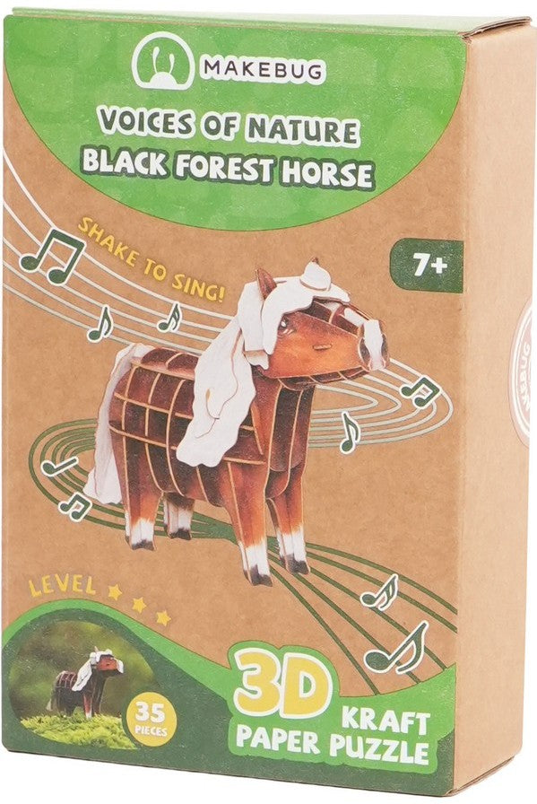 פאזל תלת מימד עם צלילים - סוס היער השחור Makebug