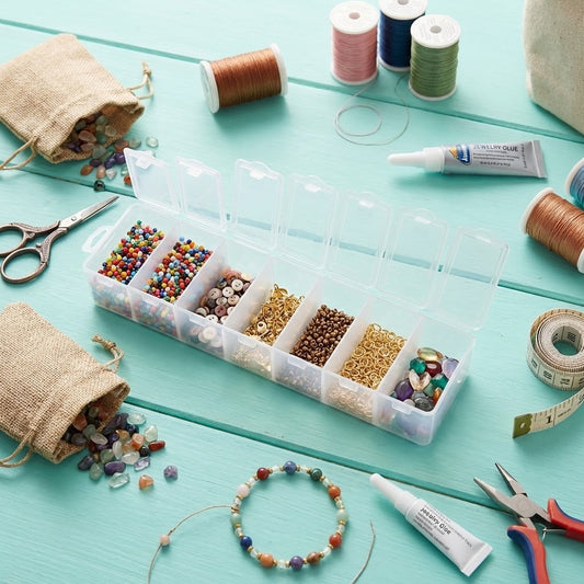 קופסת פלסטיק מלבנית 7 תאים 5X23X2.5 - דוארט | DoArt