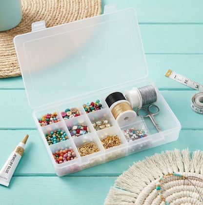 קופסת איחסון פלסטיק מחולקת 10 תאים (9+1) - דוארט | DoArt