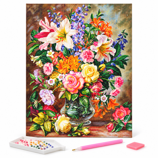 ערכה להכנת תמונת קריסטלים 30X40 ס"מ - אגרטל פרחים דגם 6