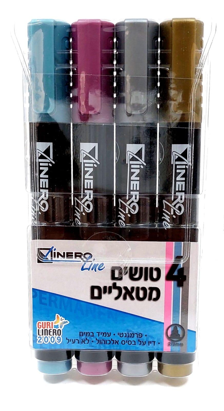 טושים מטאלים פרמננטים - סט 4 Linero