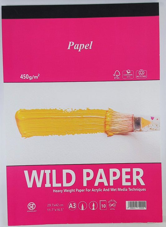 בלוק מיקס מדיה A5 ורוד PAPEL WILD PAPER