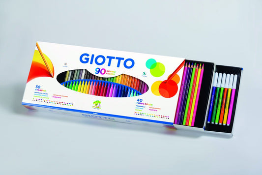 סט 50 עפרונות צבעוניים אקוורל+40 טושים GIOTTO