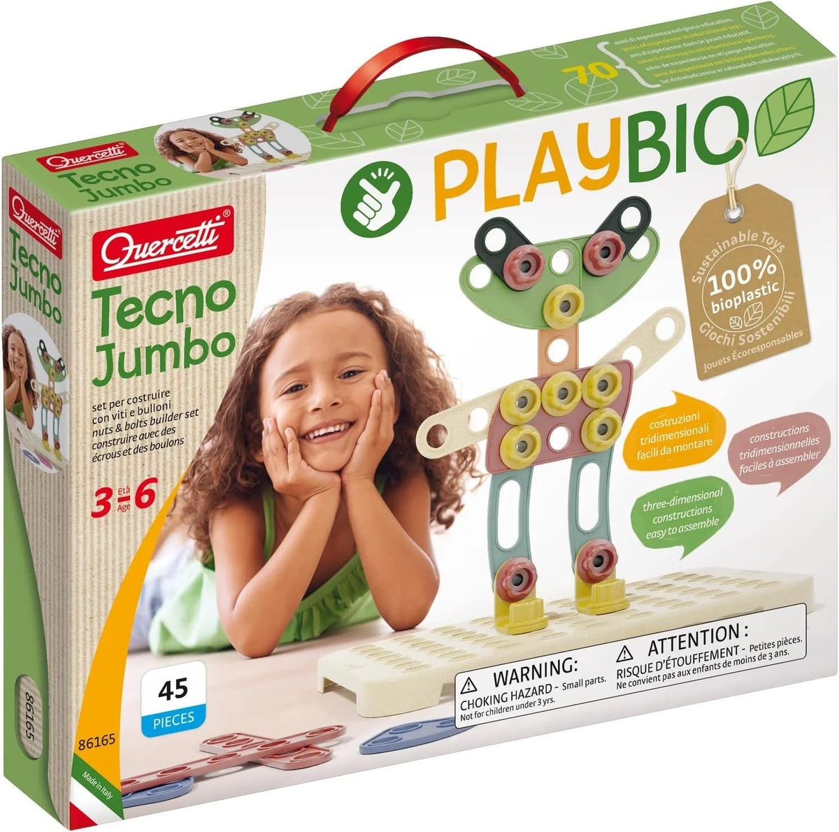 ערכת בנייה אקולוגית טכנו ג’מבו BIO 45 חלקים - Quercetti - דוארט | DoArt