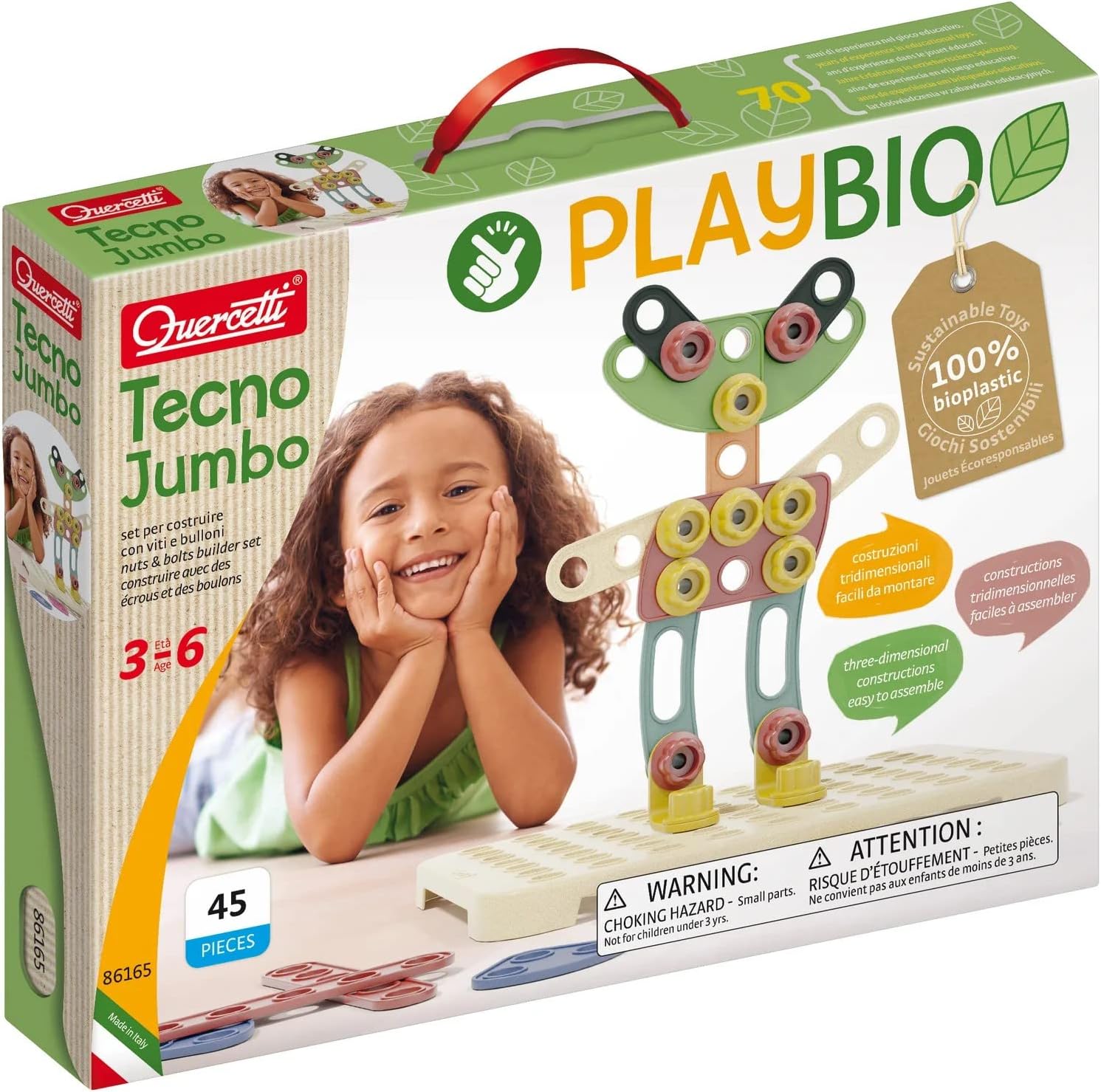 ערכת בנייה אקולוגית טכנו ג’מבו BIO 45 חלקים - Quercetti - דוארט | DoArt