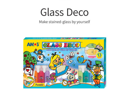 צבעי חלון 13 צבעים 22 מ"ל Amos Glass Deco