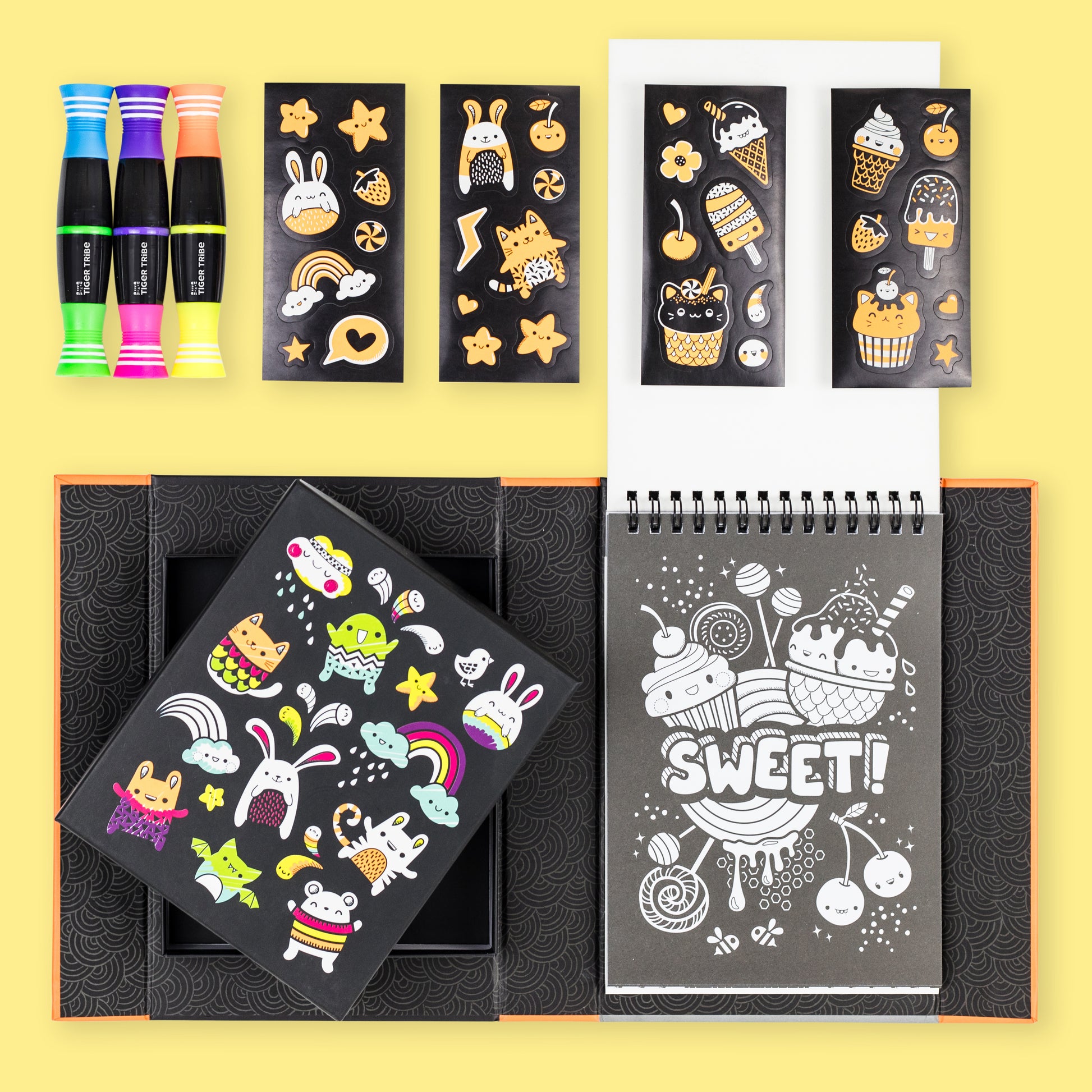 סט צביעה ניאון - חברים Tiger Tribe - דוארט | DoArt