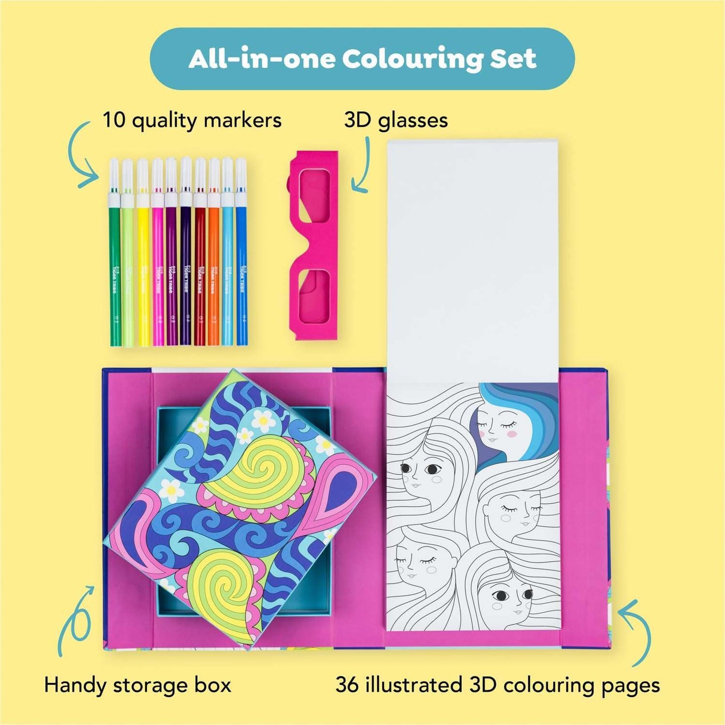 סט צביעה 3D - צבעי קשת Tiger Tribe - דוארט | DoArt