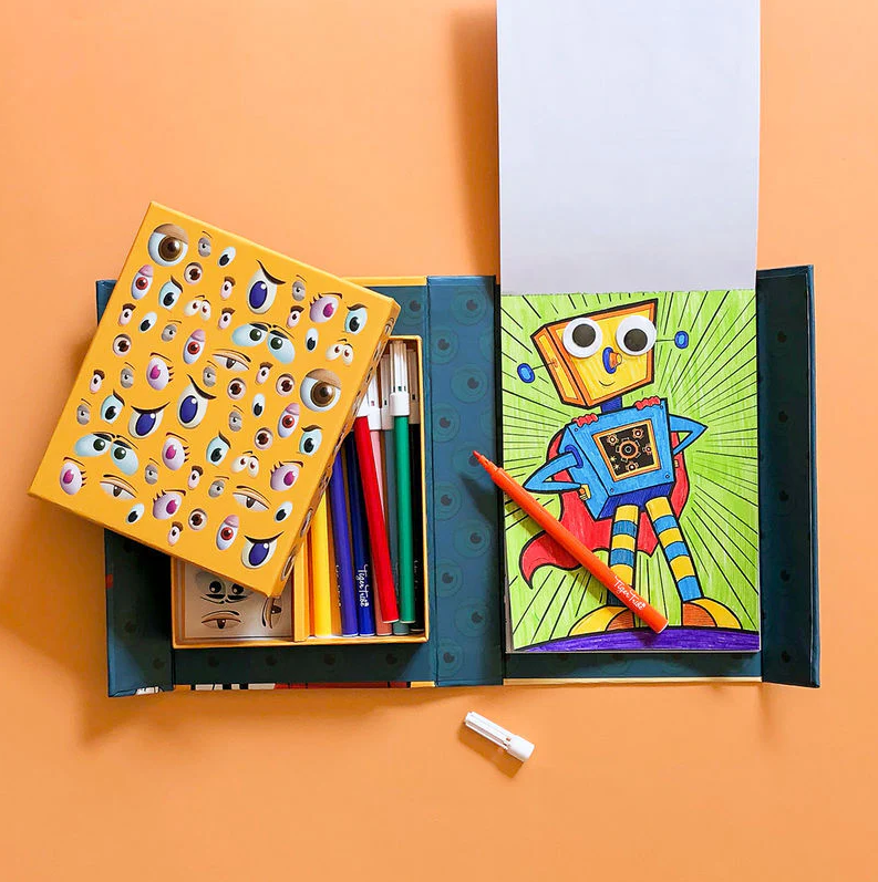 סט צביעה - עיניים מתגלגלות יצורים Tiger Tribe - דוארט | DoArt