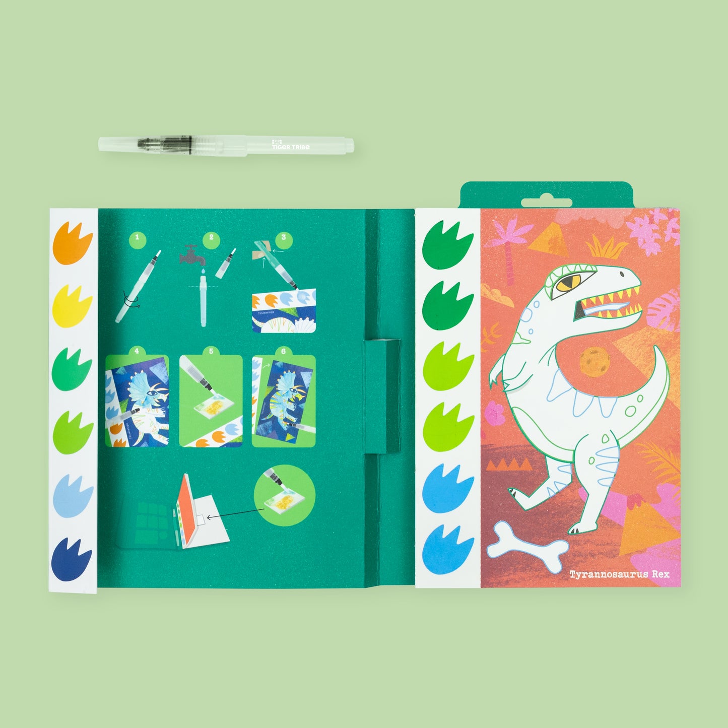 ערכת צביעת תמונה בצבעי מים - דינוזאורים Tiger Tribe