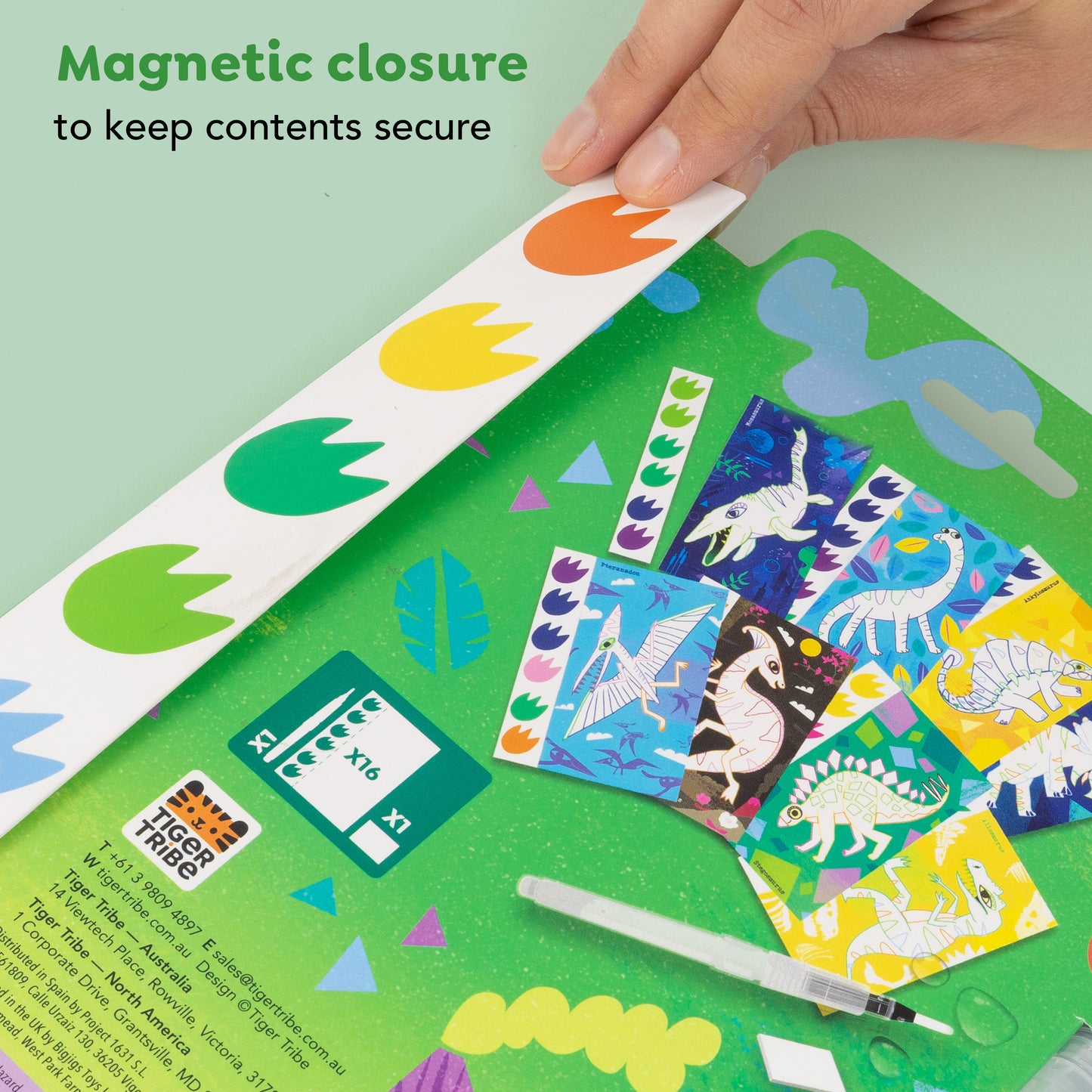 ערכת צביעת תמונה בצבעי מים - דינוזאורים Tiger Tribe