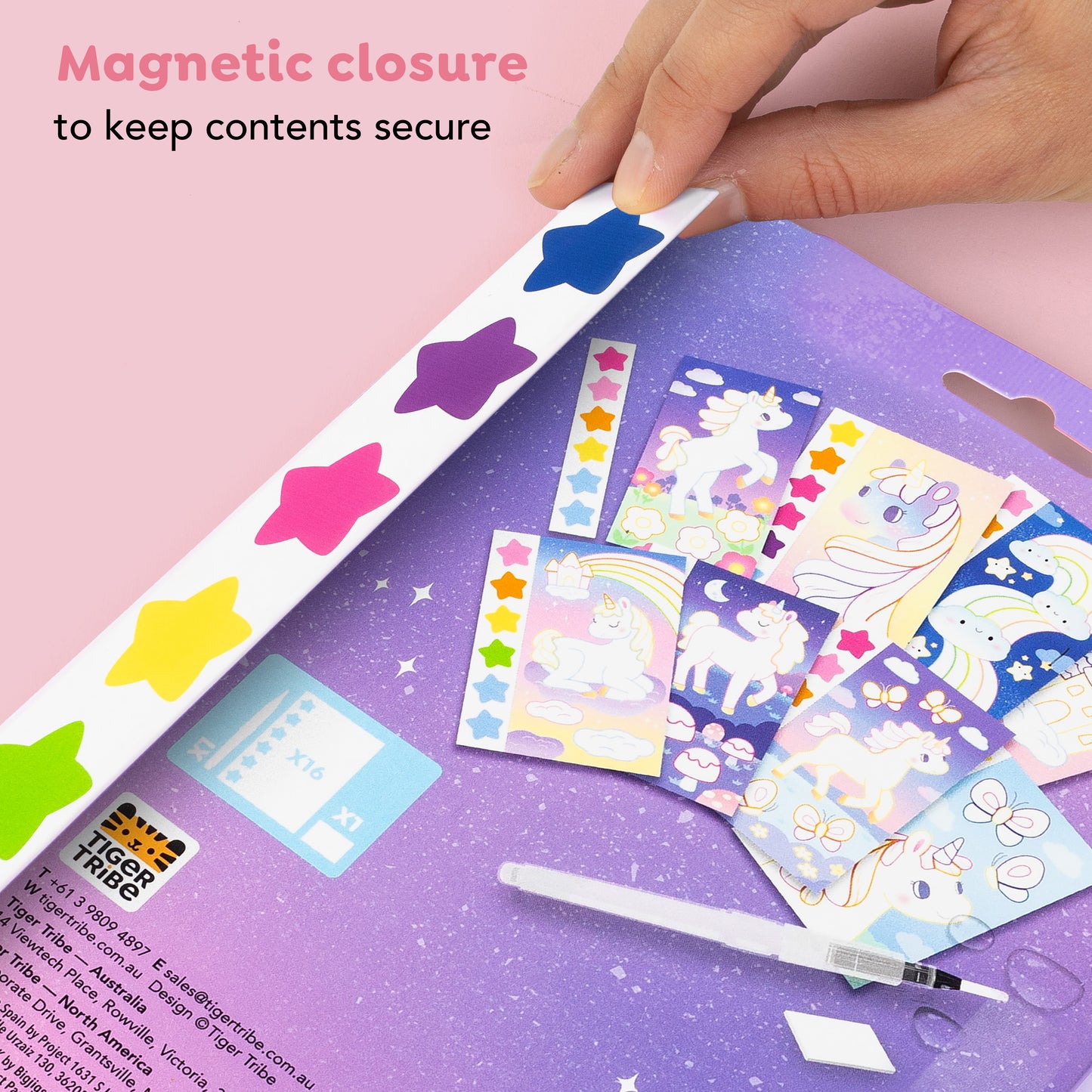 ערכת צביעת תמונה בצבעי מים - חדי קרן Tiger Tribe