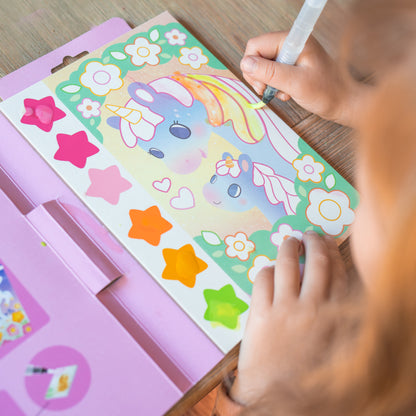 ערכת צביעת תמונה בצבעי מים - חדי קרן Tiger Tribe