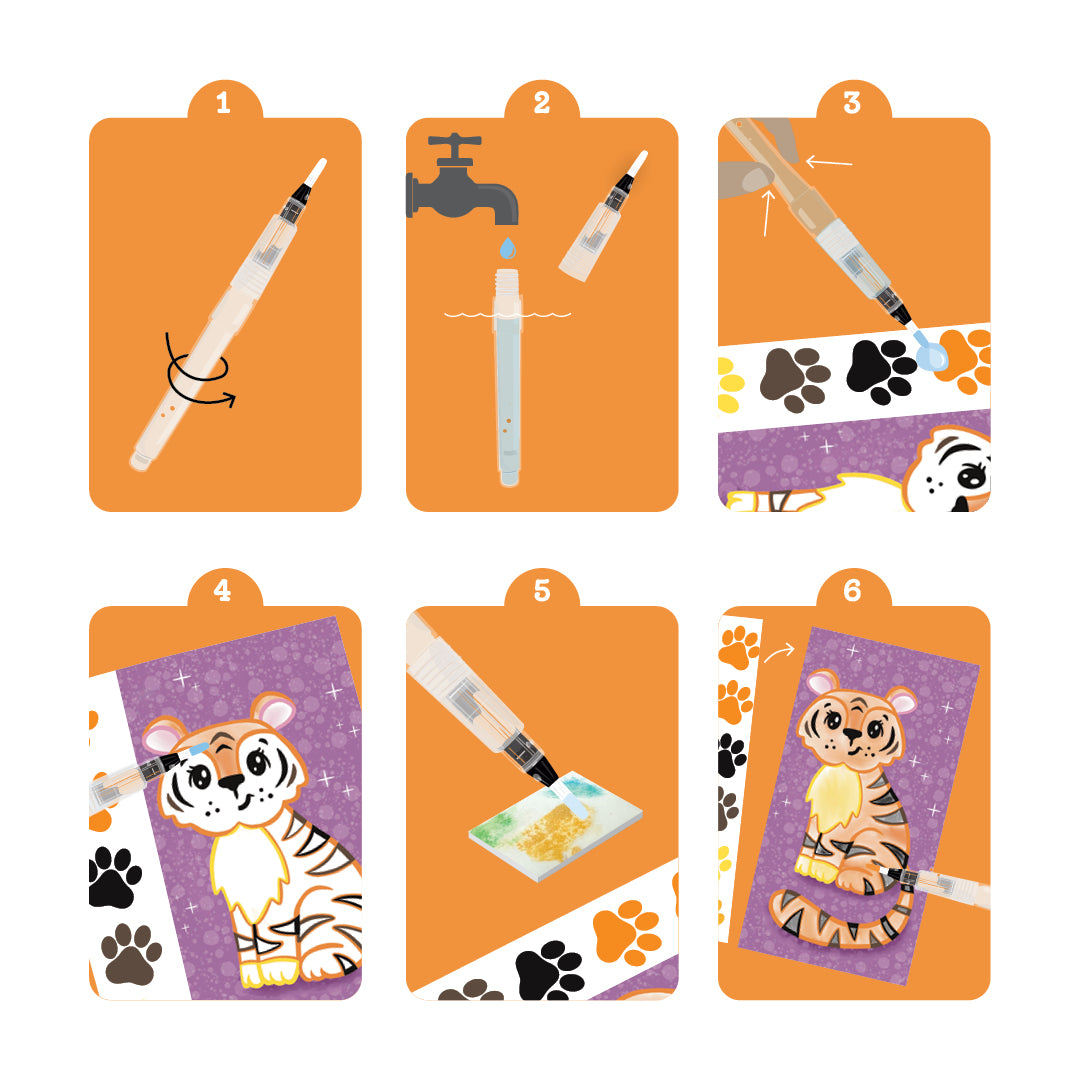 ערכת צביעת תמונה בצבעי מים - חיות בר Tiger Tribe