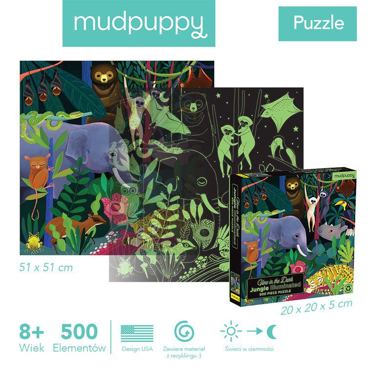 פאזל זוהר בחושך 500 חלקים - ג’ונגל MUDPUPPY