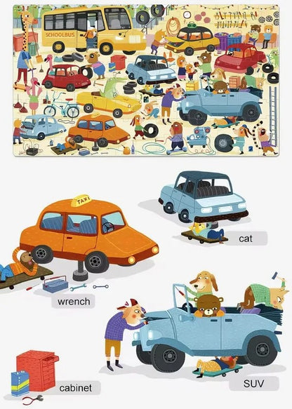 פאזל במזוודה - מוסך עסוק 104 חלקים MIDEER - דוארט | DoArt