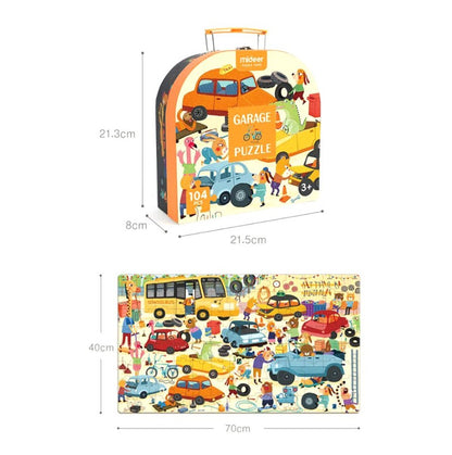 פאזל במזוודה - מוסך עסוק 104 חלקים MIDEER - דוארט | DoArt